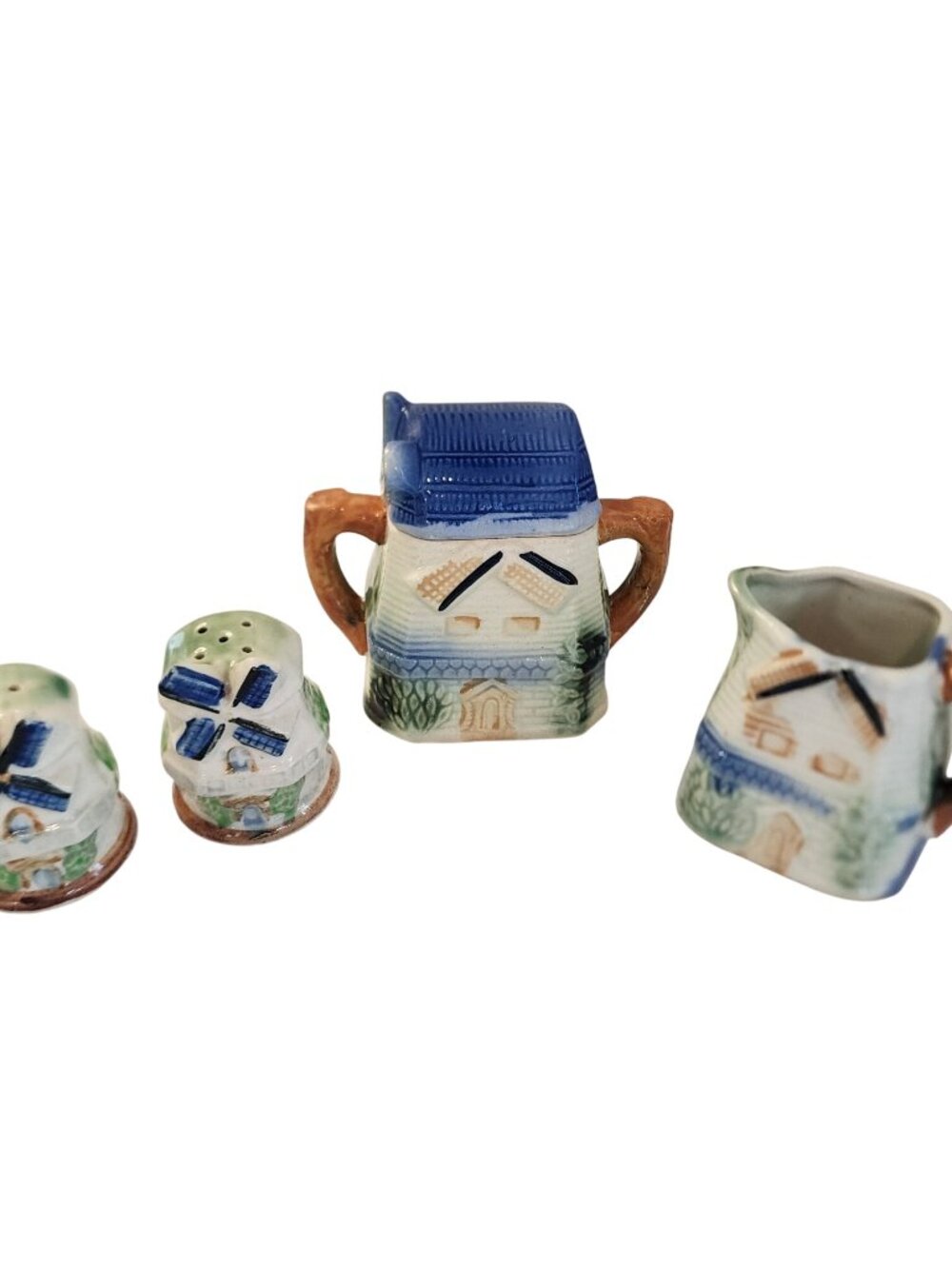 Vintage Occupied Japan Windmill Creamer Sugar Set & Salt / Pepper